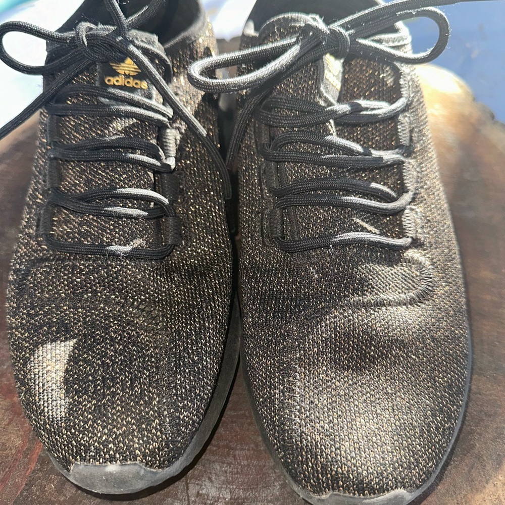 Adidas Ladies Black and Gold Sneakers